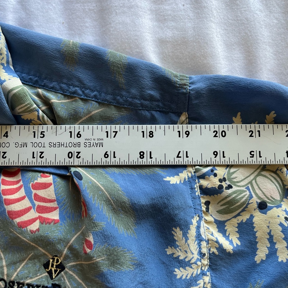 Vintage Avanti Mens Hawaiian Shirt 100% Silk Size L Short Sleeve Button Up Blue - Picture 8 of 8
